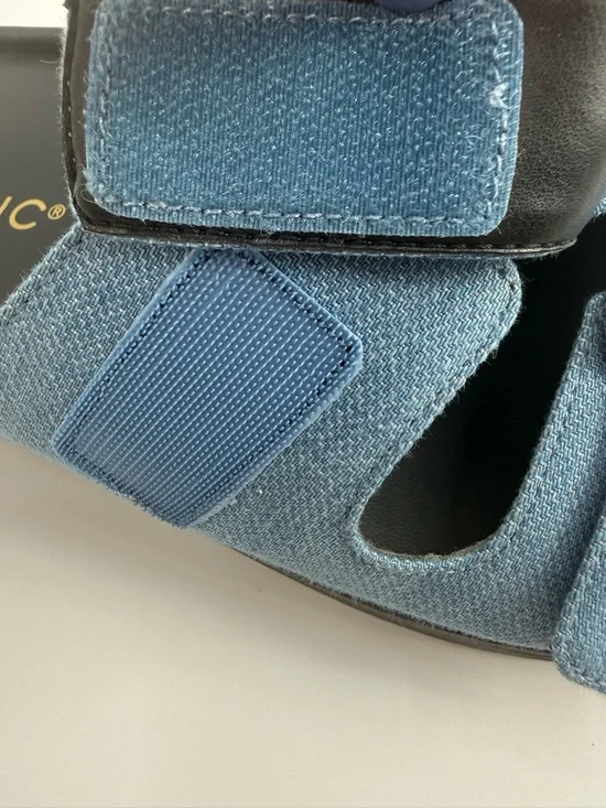 Vionic Riviera Platform Blue Denim Double Strap Slide Sandals Adjustable Velcro - Picture 5 of 15